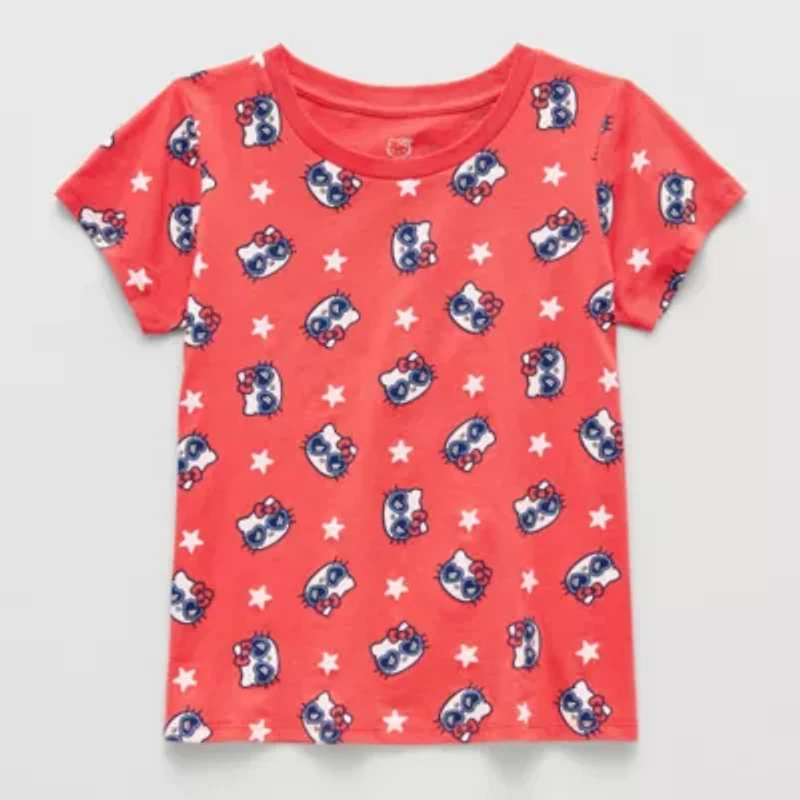 Little & Big Kid Girls Crew Neck Short Sleeve Regular Fit Hello Kitty Graphic T-Shirt