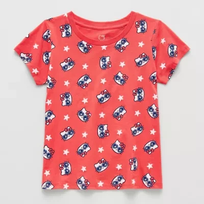 Little & Big Kid Girls Crew Neck Short Sleeve Regular Fit Hello Kitty Graphic T-Shirt