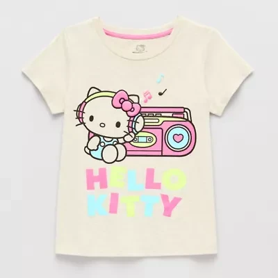Little & Big Kid Girls Crew Neck Short Sleeve Regular Fit Hello Kitty Graphic T-Shirt