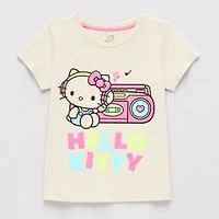 Little & Big Kid Girls Crew Neck Short Sleeve Regular Fit Hello Kitty Graphic T-Shirt