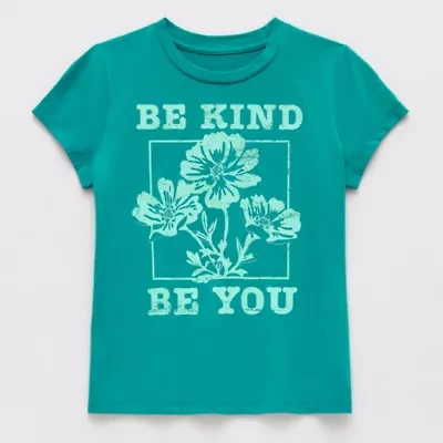Thereabouts Little & Big Kid Girls Crew Neck Short Sleeve Classic Fit Graphic T-Shirt