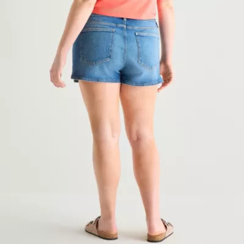 Arizona Womens 2 1/2" Low Rise Juniors Plus Denim Short