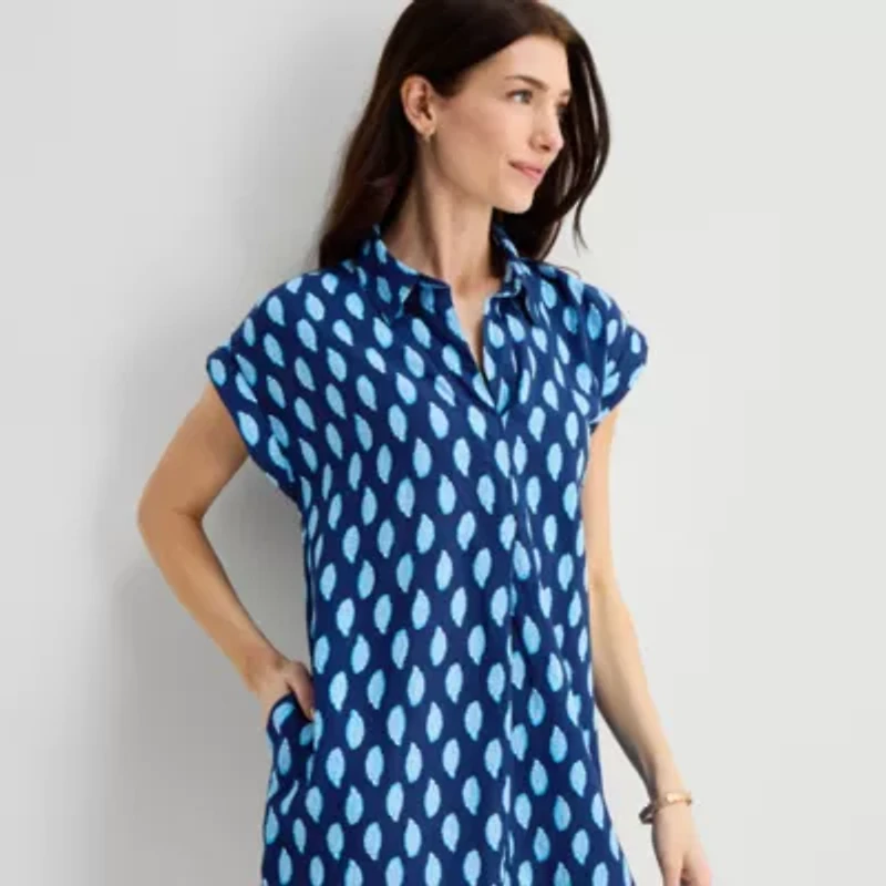 St. John's Bay Womens Short Sleeve Striped Sheath Dress