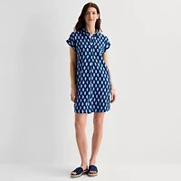 St. John's Bay Womens Short Sleeve Striped Sheath Dress