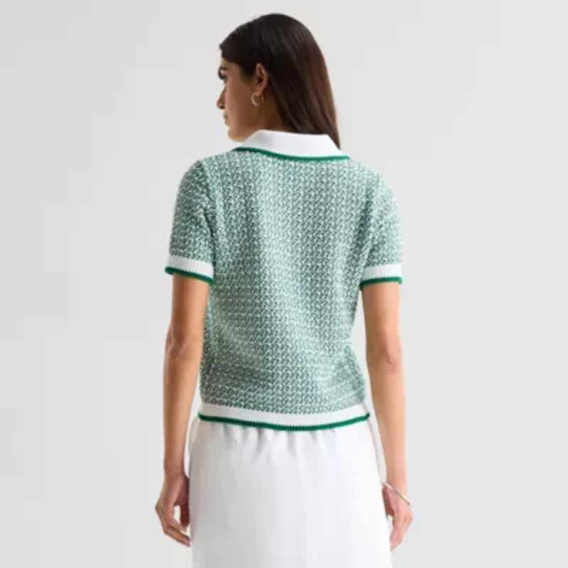 St. John's Bay Womens Short Sleeve Polo Sweater