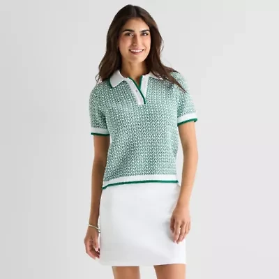 St. John's Bay Womens Short Sleeve Polo Sweater