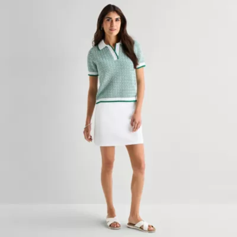 St. John's Bay Womens Short Sleeve Polo Sweater