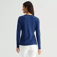 St. John's Bay Womens Crew Neck Long Sleeve T-Shirt
