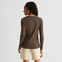 St. John's Bay Womens Crew Neck Long Sleeve T-Shirt