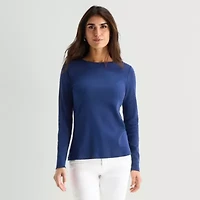 St. John's Bay Womens Crew Neck Long Sleeve T-Shirt