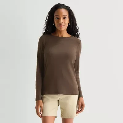 St. John's Bay Womens Crew Neck Long Sleeve T-Shirt