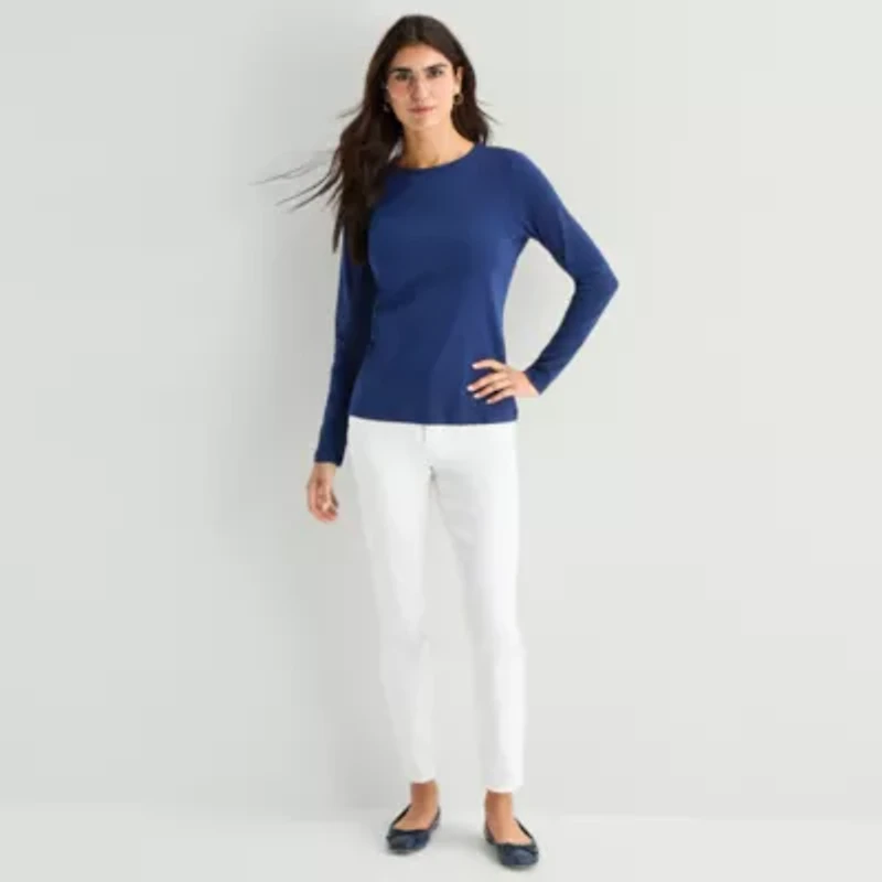 St. John's Bay Womens Crew Neck Long Sleeve T-Shirt
