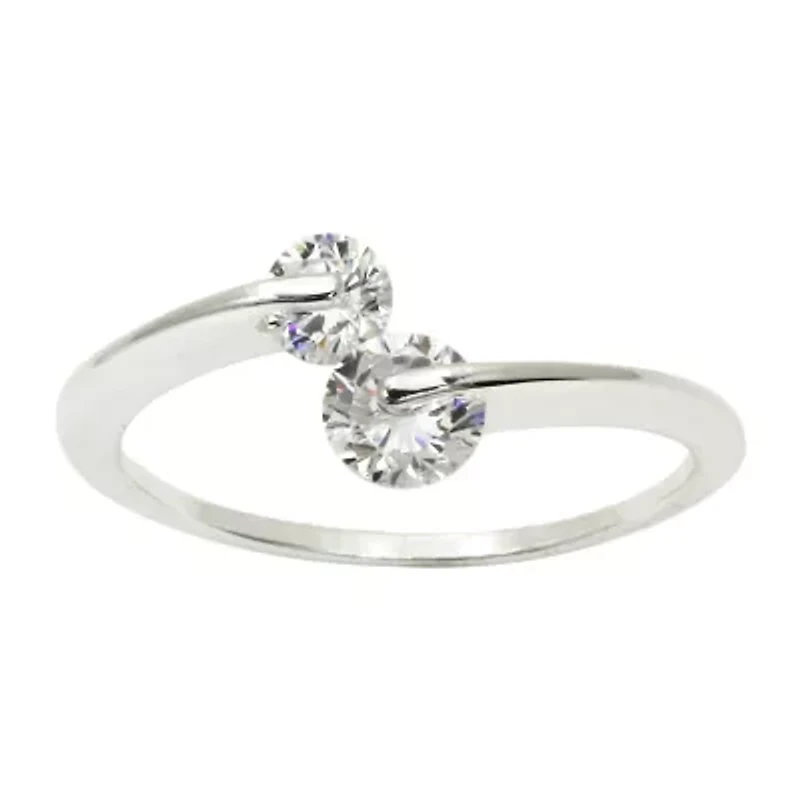 Sparkle Allure Womens 2MM White Cubic Zirconia Pure Silver Over Brass Hypoallergenic Bypass  Band