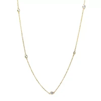 Silver Reflections Cubic Zirconia 24K Gold Over Brass 18 Inch Cable Round Chain Necklace
