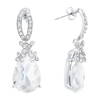 Sparkle Allure Pure Silver Over Brass Crystal Drop Earrings