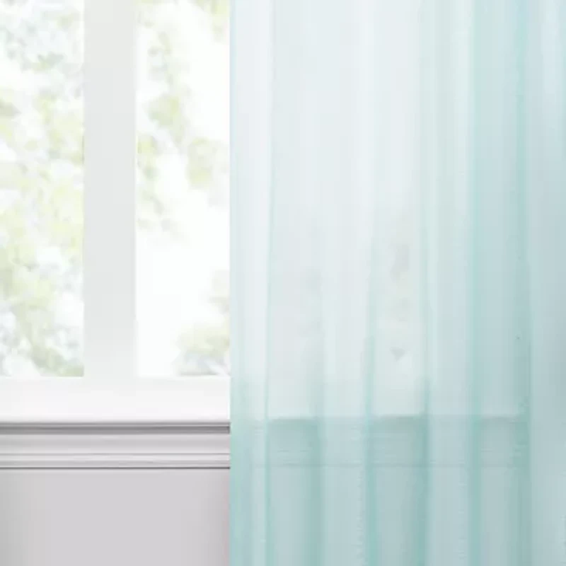 Vue Textured Voile Rod Pocket Sheer Set of 2 Curtain Panel