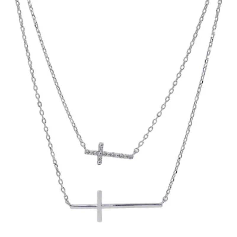 Sparkle Allure Womens Cubic Zirconia Cross 2-pc. Necklace Set