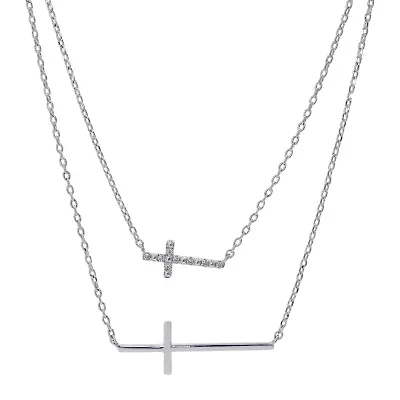 Sparkle Allure Womens Cubic Zirconia Cross 2-pc. Necklace Set