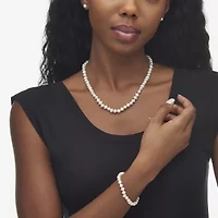 Womens White Cultured Freshwater Pearl Sterling Silver 3-pc. Jewelry Set