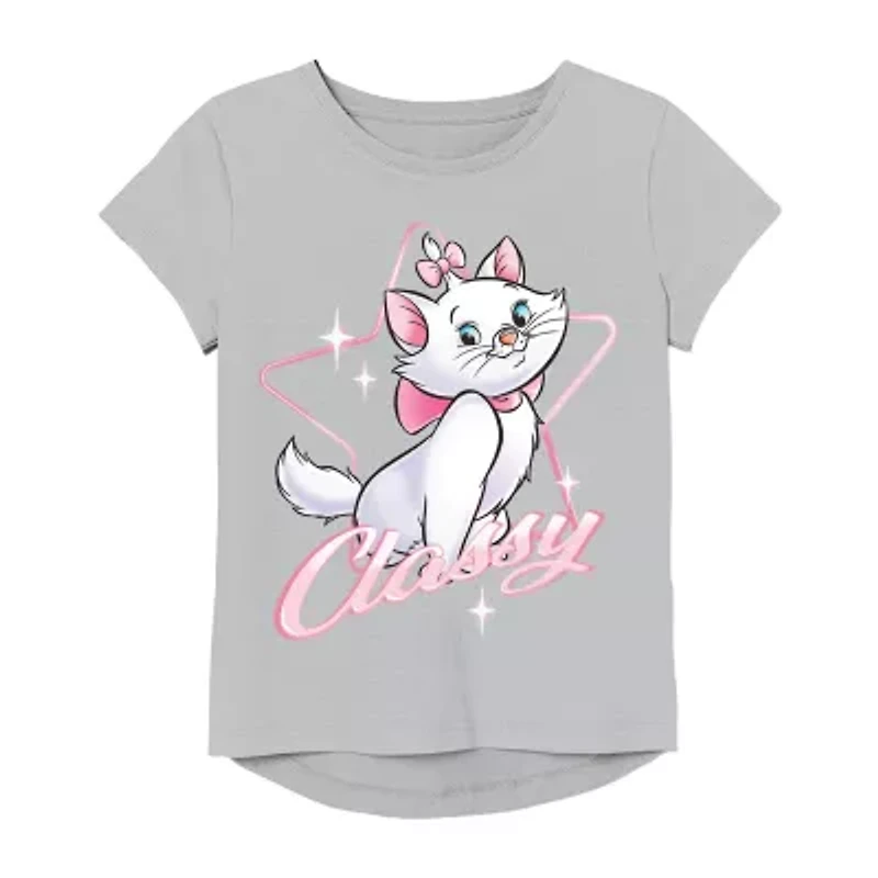 Aristocats Little & Big Kid Girls Round Neck Short Sleeve Regular Fit Graphic T-Shirt