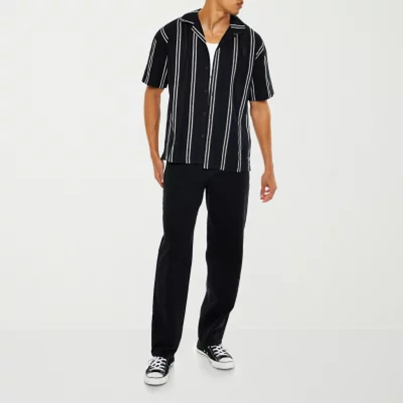 Forever 21 Mens Short Sleeve Striped Button-Down Shirt