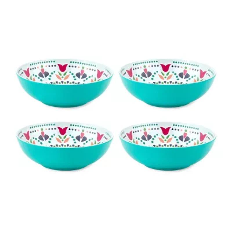 Turquoise Sun Medallion 4-pc. Melamine Pasta Bowl