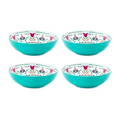 Turquoise Sun Medallion 4-pc. Melamine Pasta Bowl