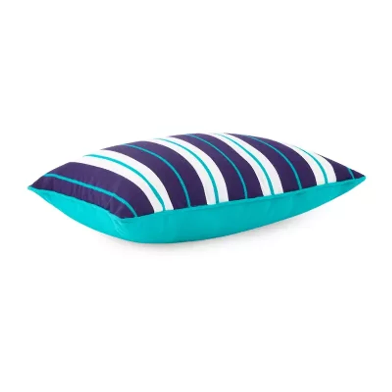 Turquoise Sun Ink Stripe Self Cording Rectangular Throw Pillow