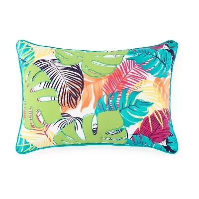 Turquoise Sun Multileaf Rectangular Throw Pillow