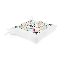 Turquoise Sun Print Medallion Patio Seat Cushion