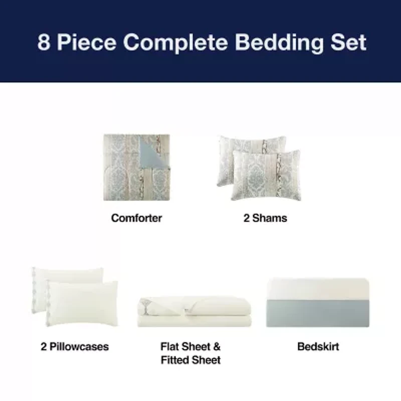 Broadhaven Arleigh 8-pc. Reversible Complete Bedding Set with Sheets
