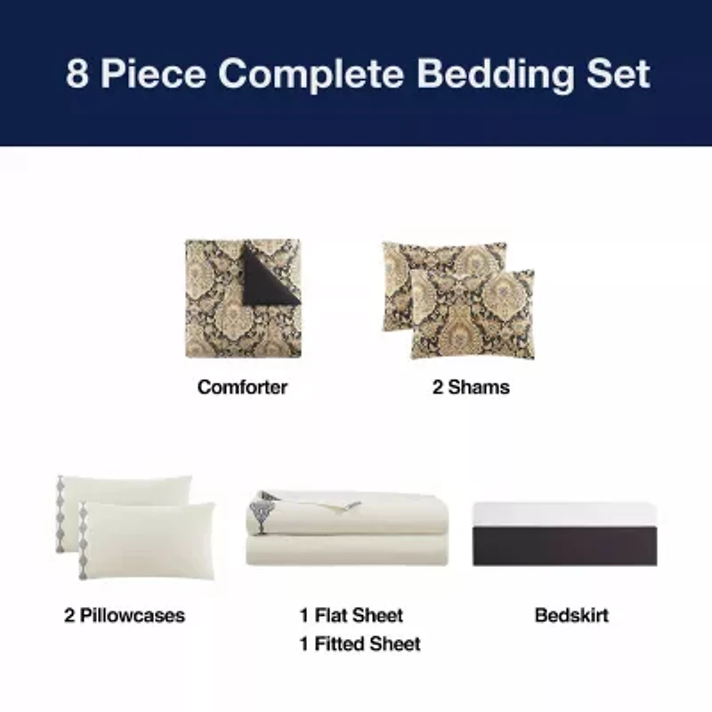 Broadhaven Kent 8-pc. Reversible Complete Bedding Set with Sheets