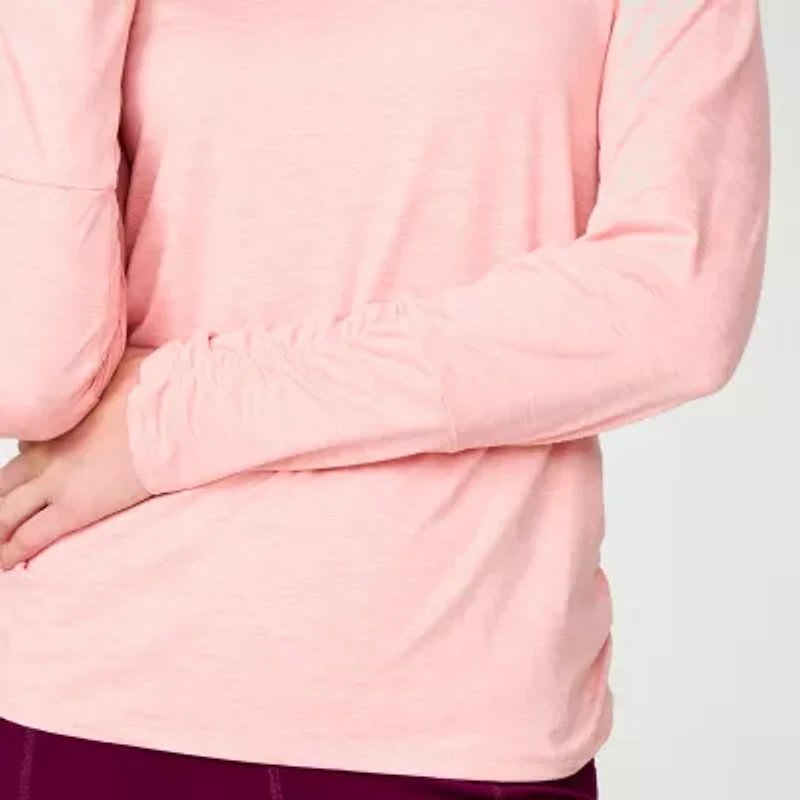 Free Country Womens Crew Neck Long Sleeve Stretch Fabric Active T-Shirt