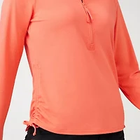 Free Country Womens Split Crew Neck Long Sleeve Active Quarter-Zip Pullover