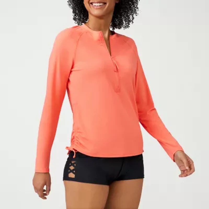 Free Country Womens Split Crew Neck Long Sleeve Active Quarter-Zip Pullover