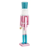 North Pole Trading Co. 24in Pink Wood Christmas Nutcracker