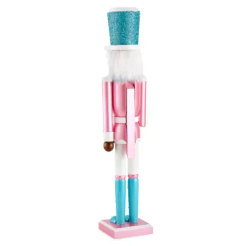 North Pole Trading Co. 24in Pink African American Wood Christmas Nutcracker
