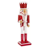 North Pole Trading Co. 14in Pepermint Staff Wood Christmas Nutcracker