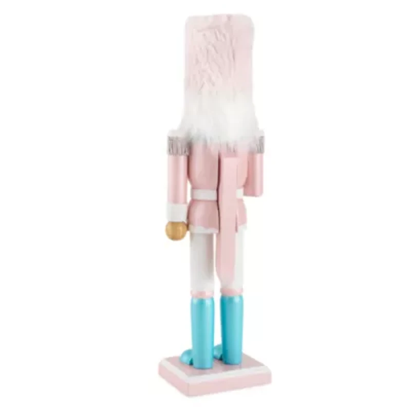 North Pole Trading Co. 14in Pink Soldier Wood Christmas Nutcracker
