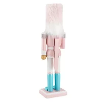 North Pole Trading Co. 14in Pink Soldier Wood Christmas Nutcracker