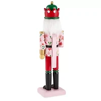 North Pole Trading Co. 14in Floral Jacket Wood Christmas Nutcracker