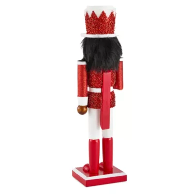 North Pole Trading Co. 14in Pepermint Staff African American Wood Christmas Nutcracker