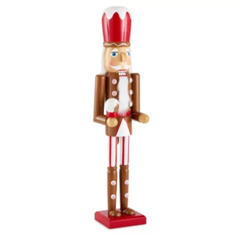 North Pole Trading Co. 24in Gingerbread Wood Christmas Nutcracker