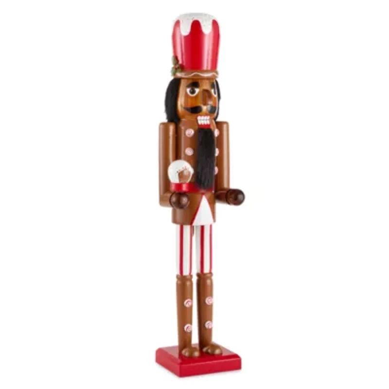 North Pole Trading Co. 24in Gingerbread African American Wood Christmas Nutcracker