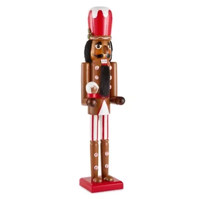 North Pole Trading Co. 24in Gingerbread African American Wood Christmas Nutcracker