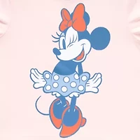 Womens Crew Neck Short Sleeve Fitted Minnie Mouse Juniors Graphic T-Shirt