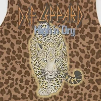 New World Def Leppard High N' Dry Fringe Tank Womens Crew Neck Sleeveless Loose Fit Juniors Graphic T-Shirt