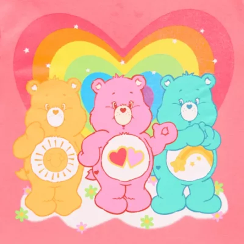 Rainbow Womens Crew Neck Short Sleeve Regular Fit Care Bears Juniors Graphic T-Shirt