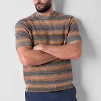 mutual weave Mens Crew Neck Short Sleeve Pullover Sweater