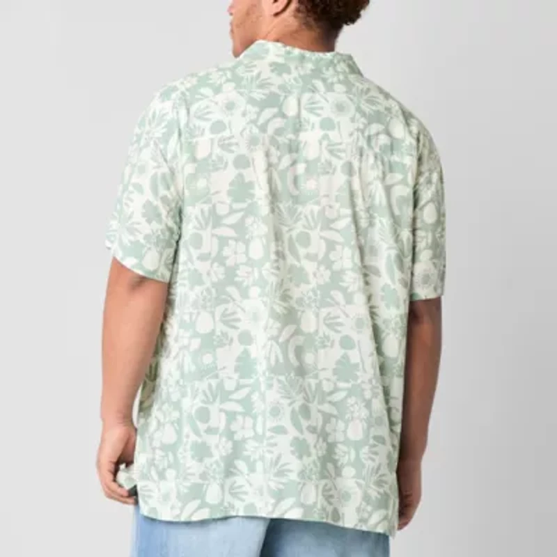 Arizona Mens Short Sleeve Regular Fit Big and Tall Button-Down Shirt
